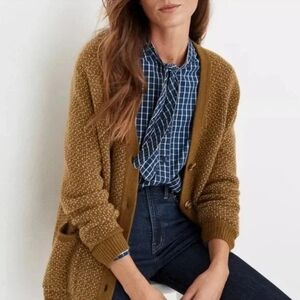 Madewell Bird's Eye Maysfield Cardigan Size Medium